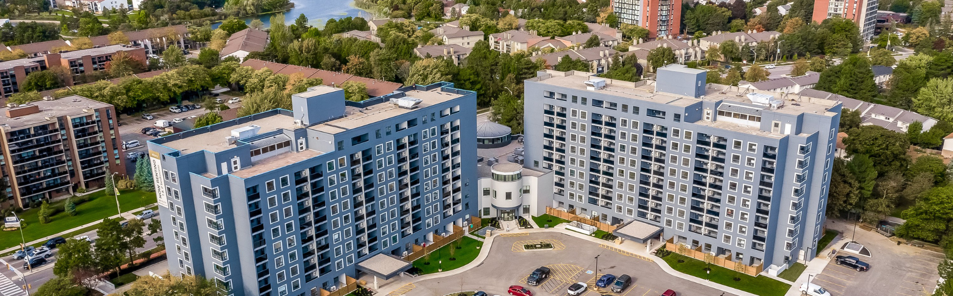 Exterior of apartment in Meadowvale. Elora by Minto Apartments.